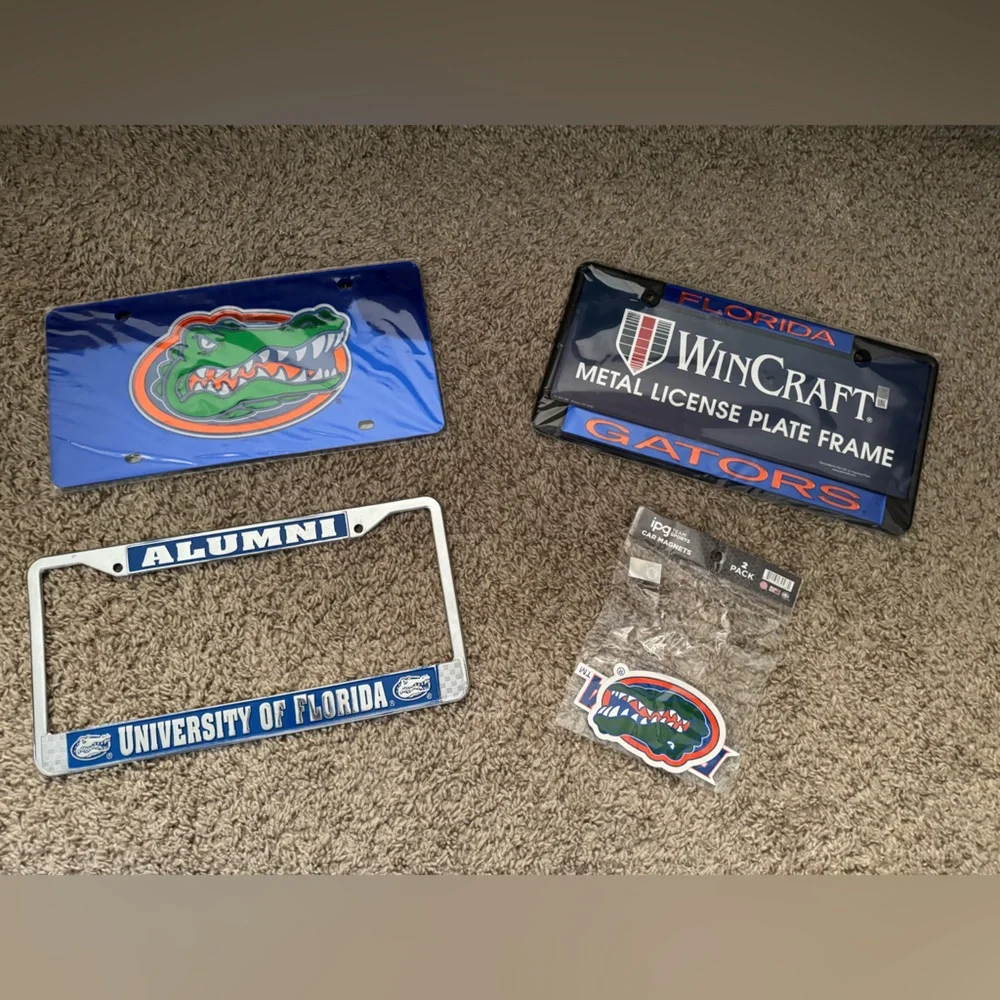 Lot 3 Wincraft UF FLORIDA GATORS CAR TRUCK TAG LICENSE PLATE SIGN Plus Stickers - Picture 1 of 4